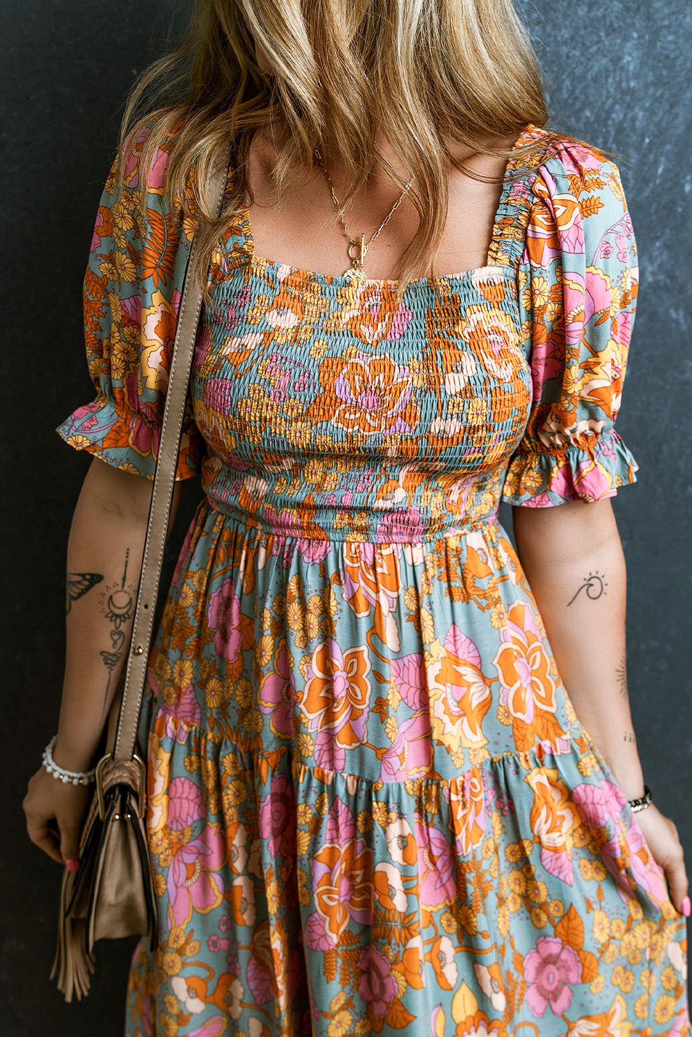 Floral Smocked Puff Sleeve Dress