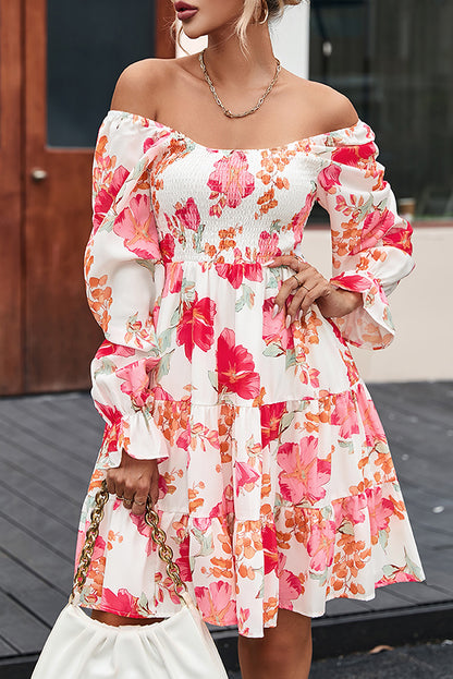 Floral Smocked Long Sleeve Dress