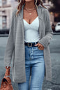 Ribbed Open Front Hooded Cardigan