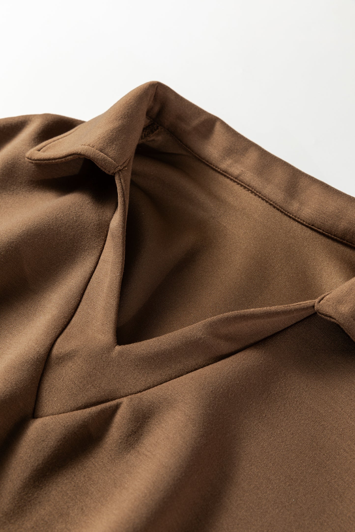 Solid V-Neck Top and High Waist Pants Set