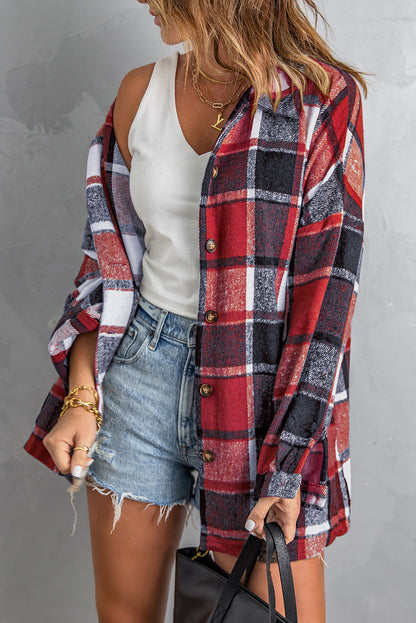 Plaid Buttoned Shirt Jacket