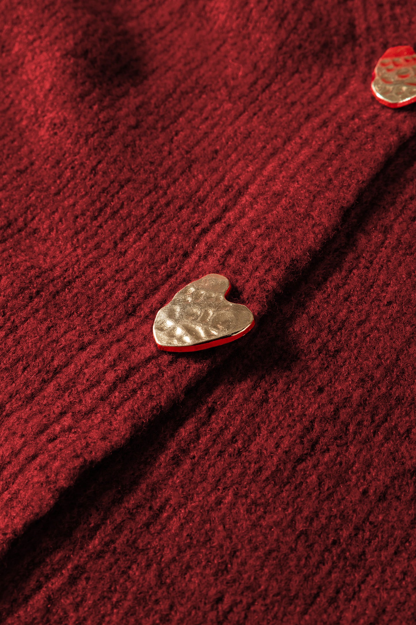 Heart Metal Button V-Neck Knit Cardigan