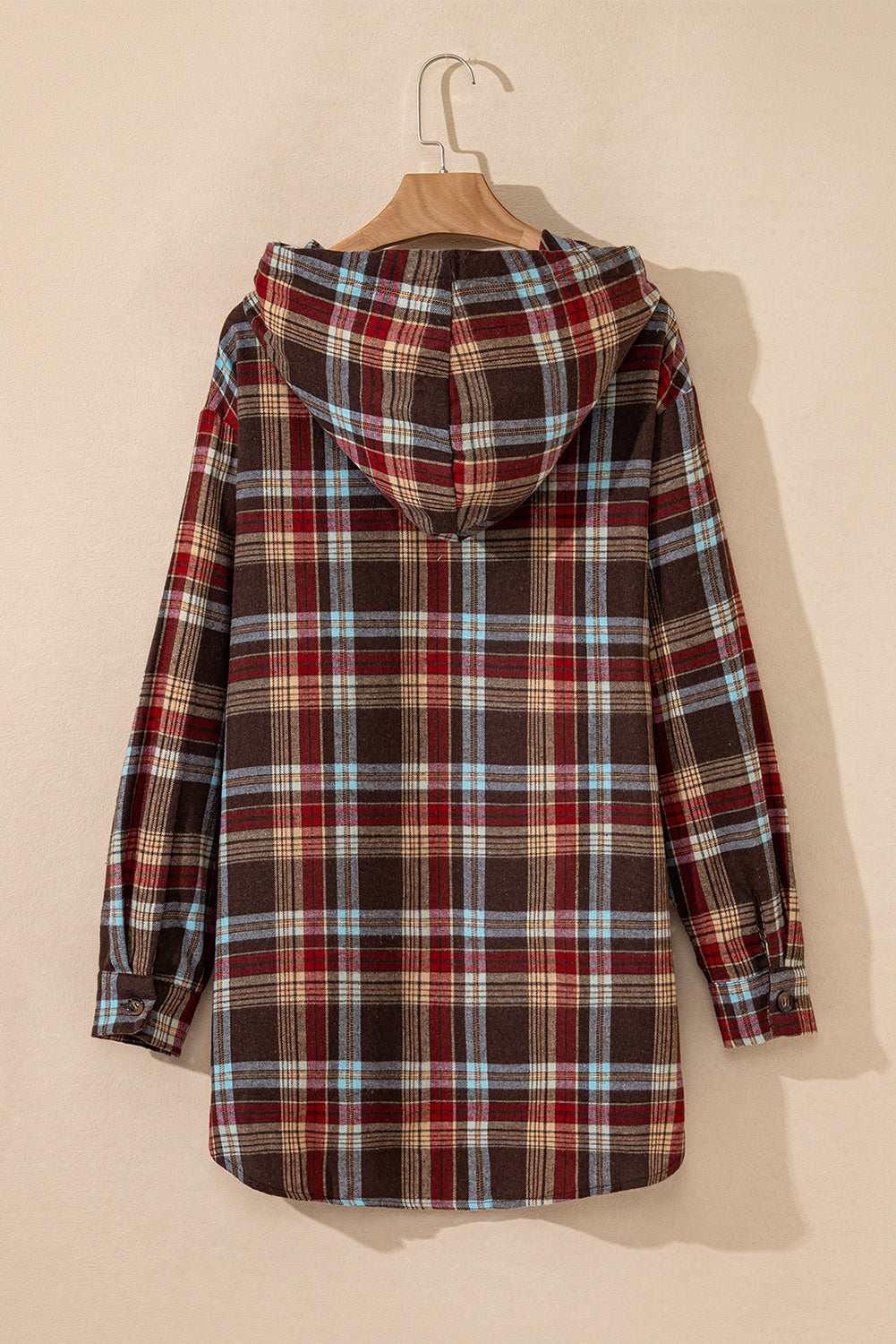 Plus Size Plaid Half Buttoned Hoodie