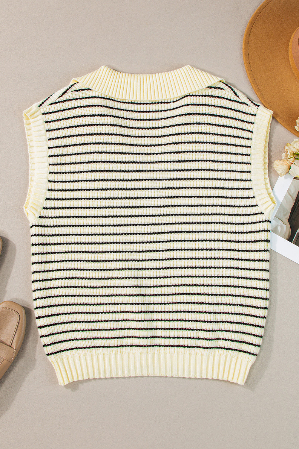 Stripe Collared Sweater Tank Top