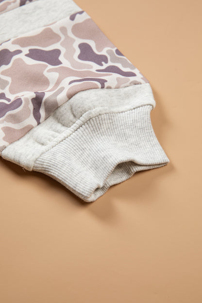 Camouflage Patchwork Long Sleeve Hoodie