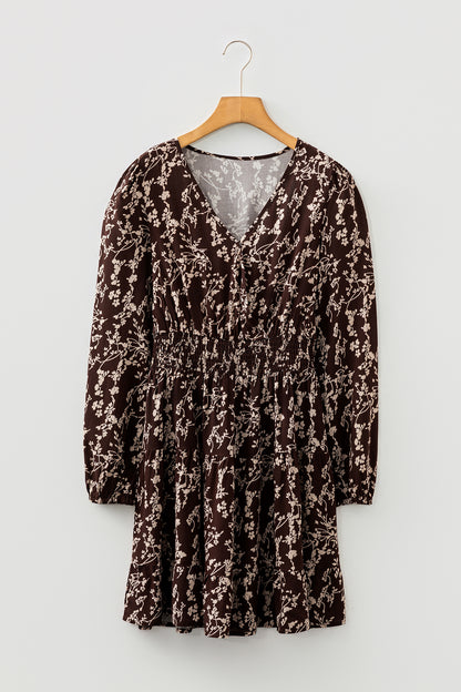 Ditsy Floral Long Sleeve Flared Mini Dress