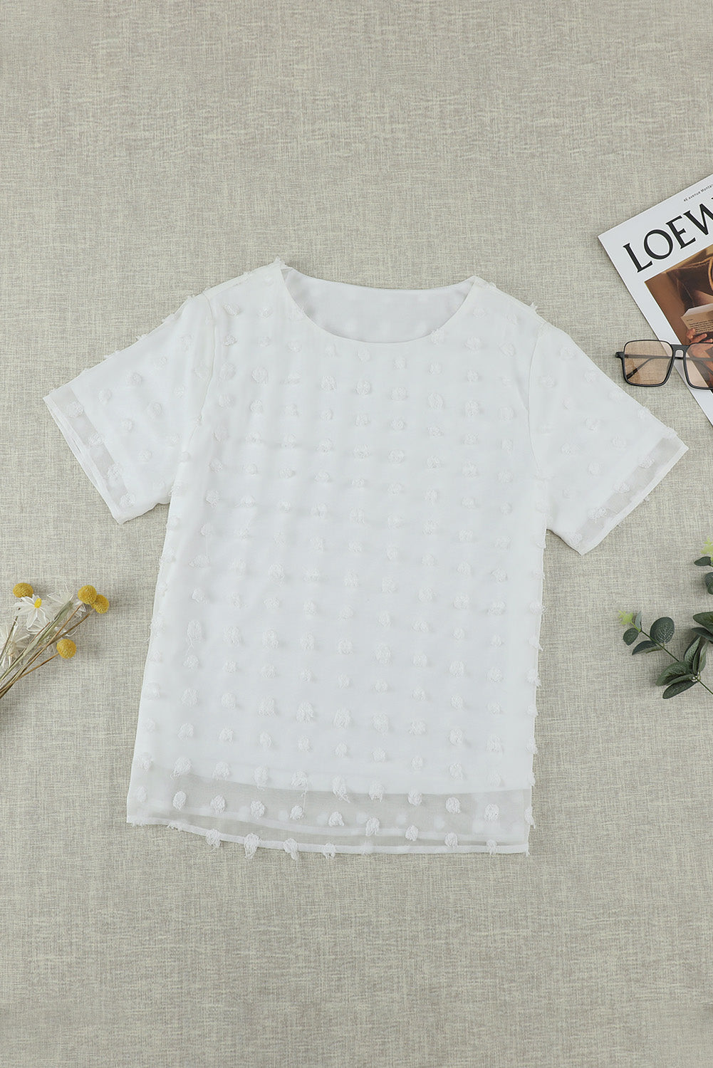 Swiss Dot Short Sleeve Top