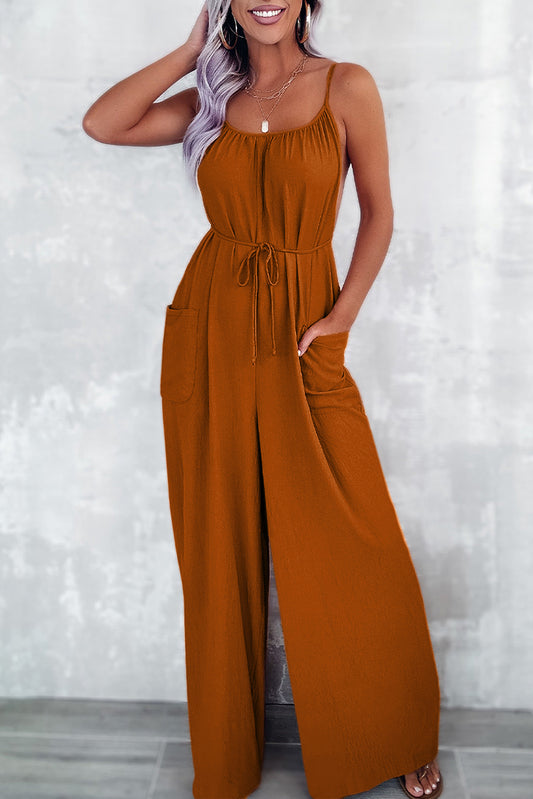 Waist Tie Wide Leg Jumpsuit