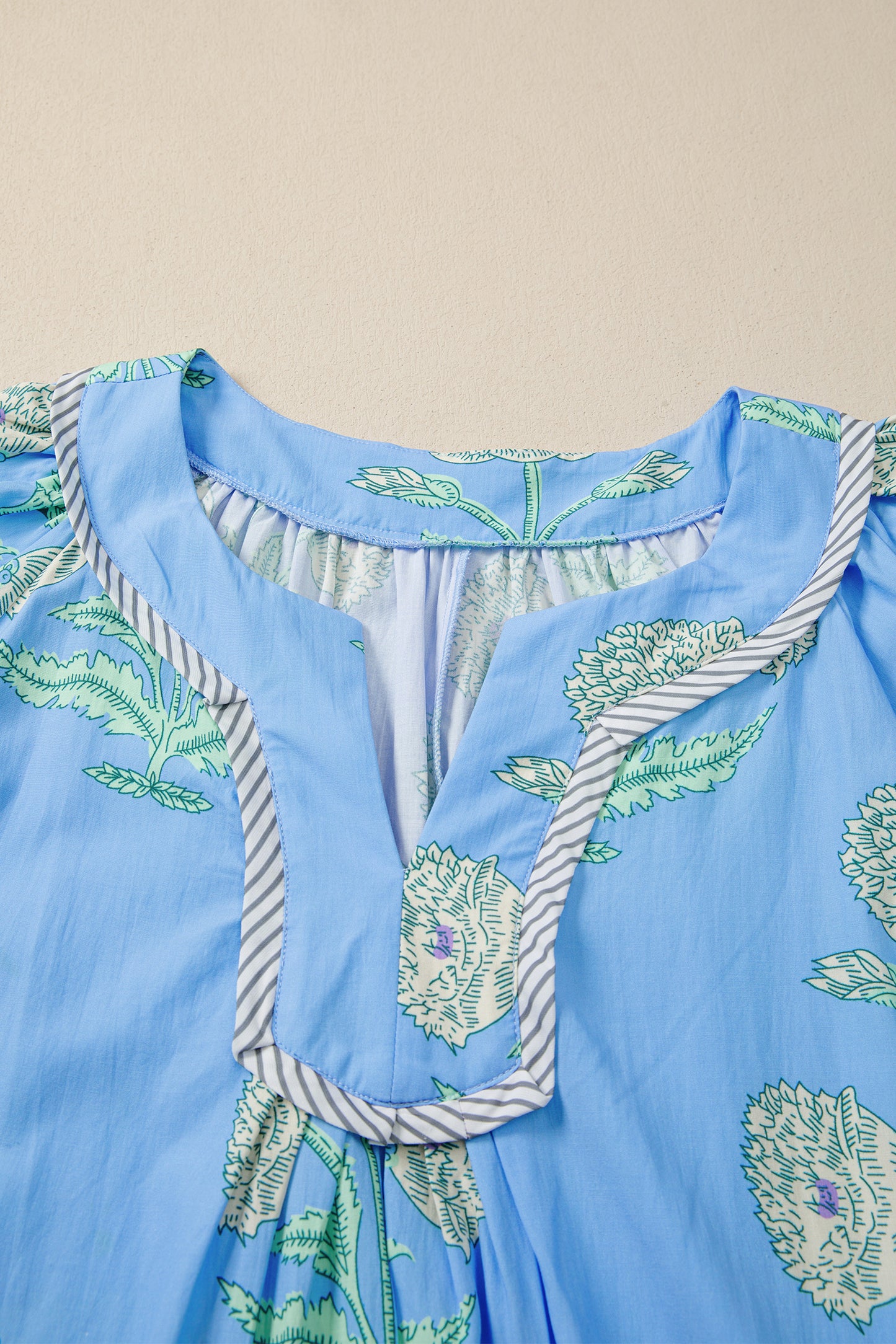 Plus Size Floral Stripe Contrast Short Sleeve Mini Dress