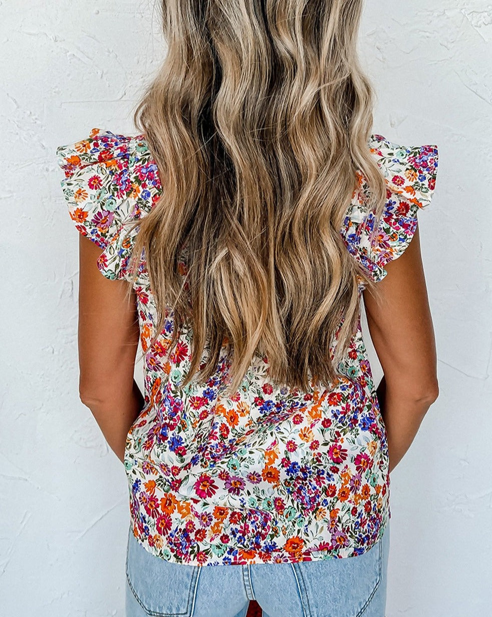 Floral Square Neck Tank Top