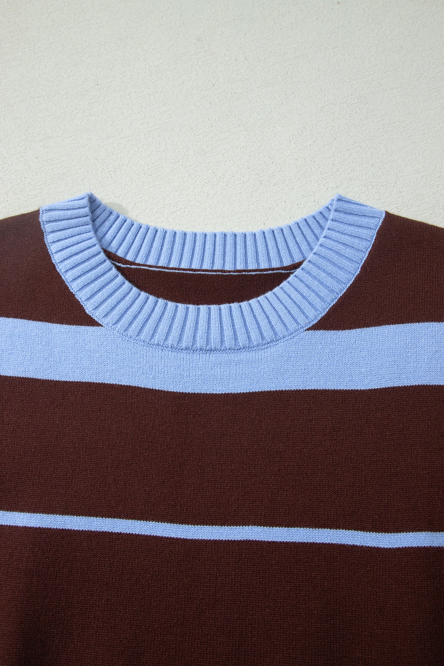 Stripe Short Sleeve Round Neck Knit Top