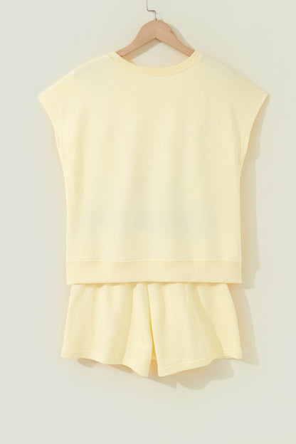 Solid Short Sleeve Tee & Drawstring Shorts Set