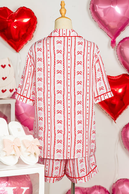 Bow Heart Top and Shorts Pajama Set