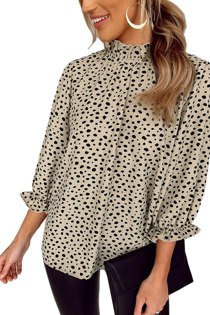 Leopard Frilled 3/4 Sleeve Blouse