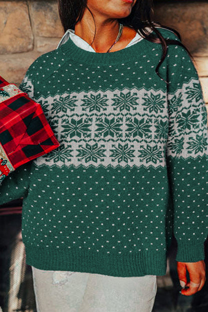 Plus Size Snowflake Drop Shoulder Christmas Sweater