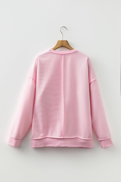 Solid Ribbed Exposed Seam Long Sleeve Top