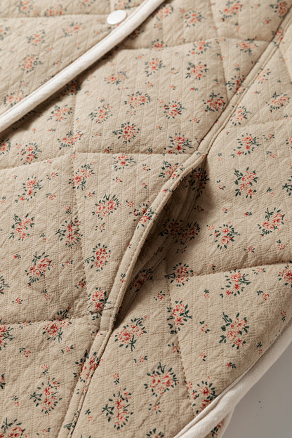 Floral Quilted Button Front Vest