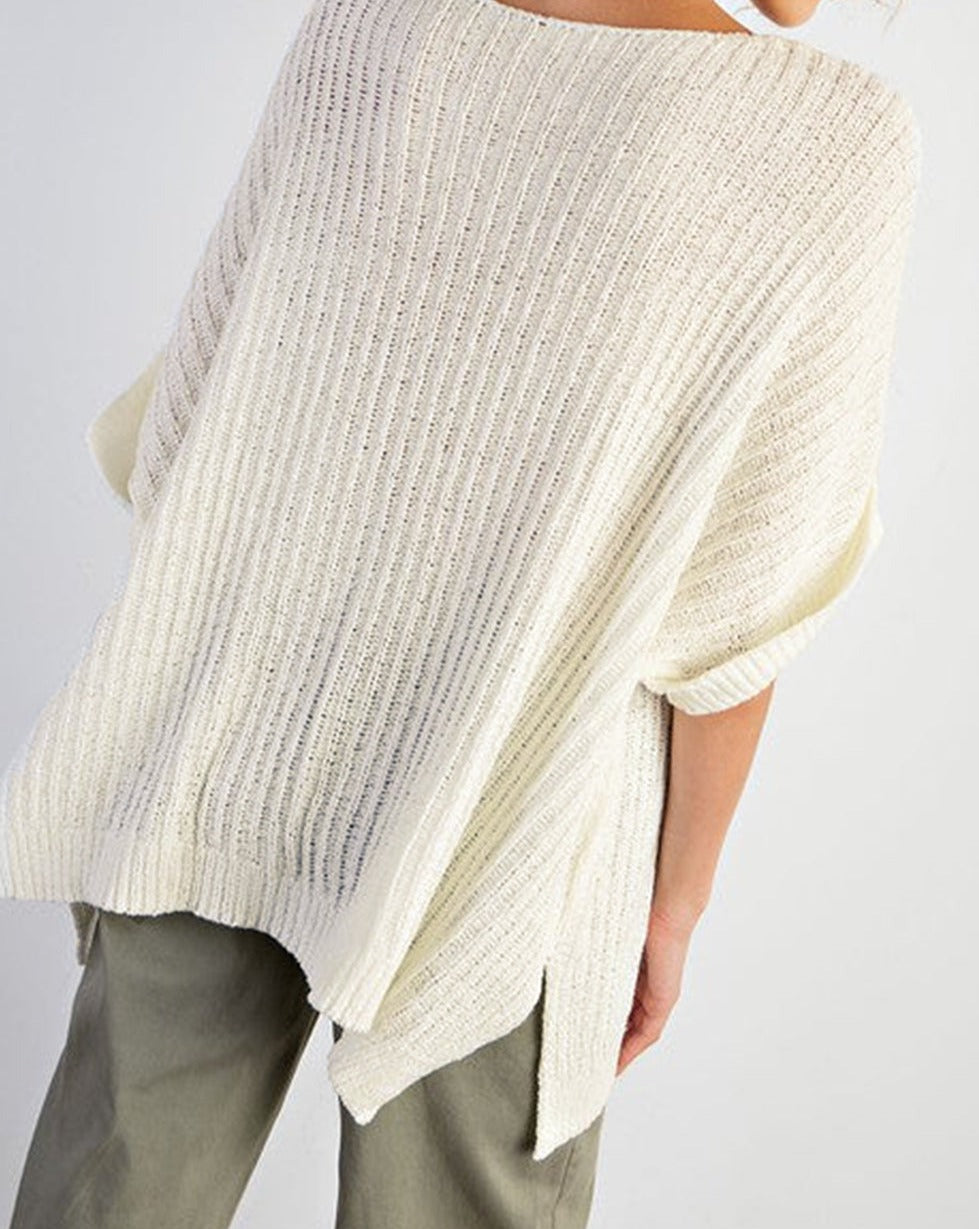 Ribbed Rolled Cuff Sweater Tee