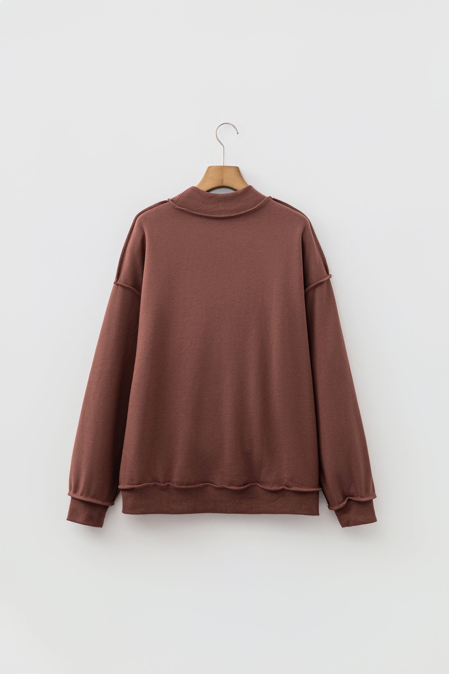 Solid Reversible Mock Neck Oversized Sweatshirt