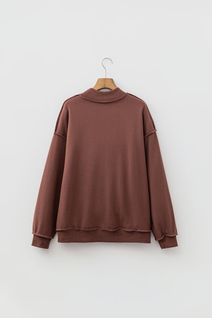 Solid Reversible Mock Neck Oversized Sweatshirt