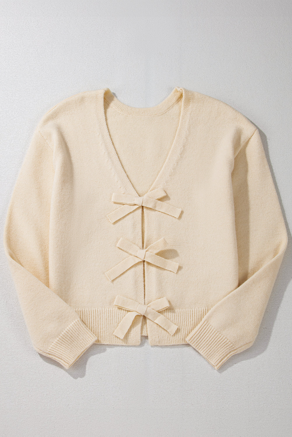 Bow Front V-Neck Cardigan