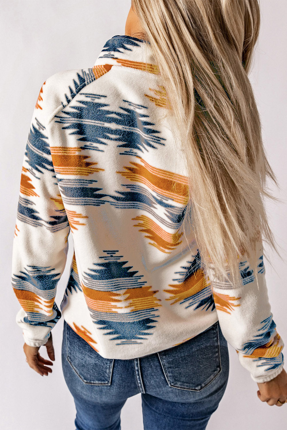 Aztec Fleece Snap Buttoned Jacket