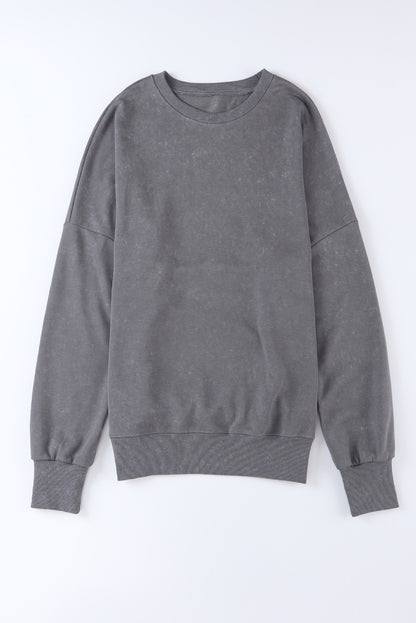 Ribbed Trim Drop Shoulder Sweatshirt