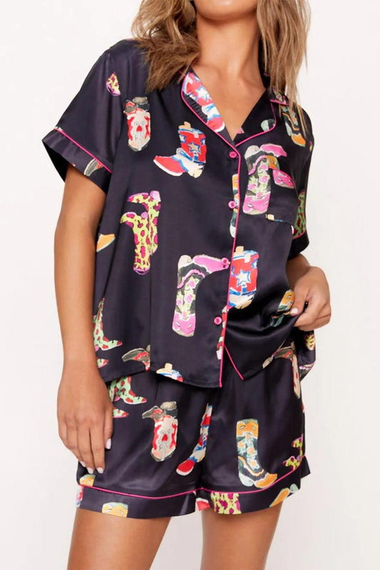 Western Top and Shorts Pajama Set