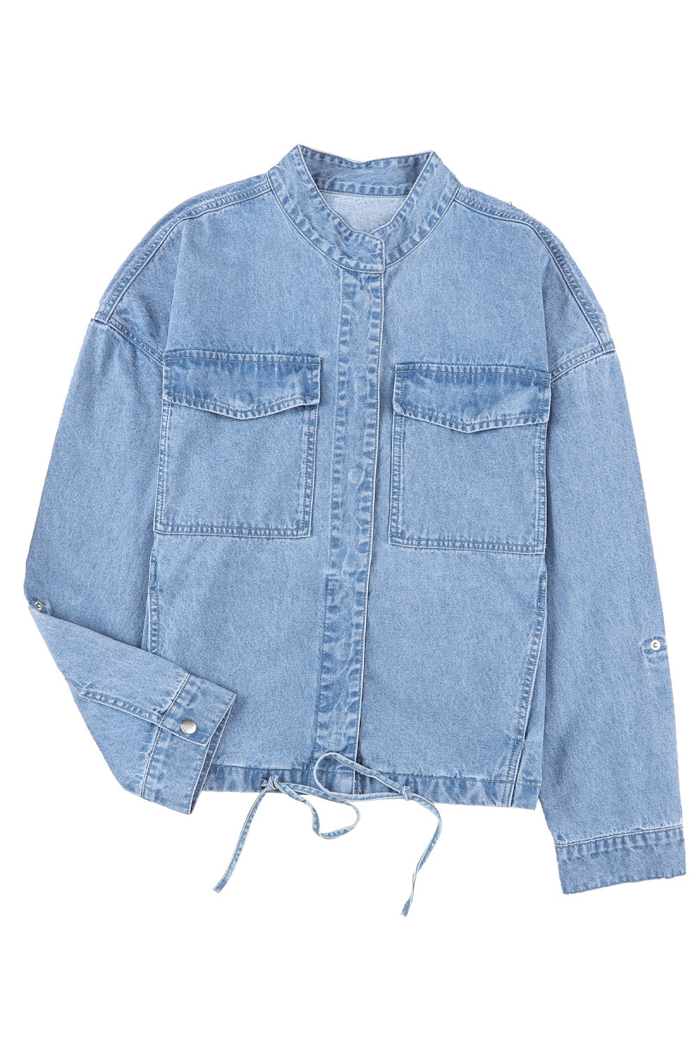 Denim Tab Sleeve Pocketed Jacket