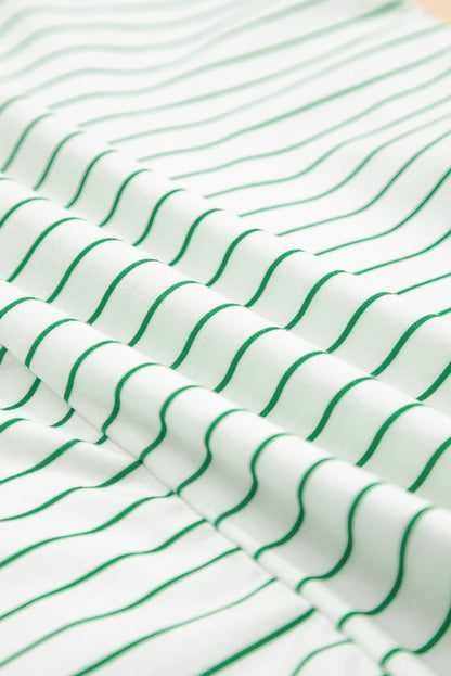 Stripe Ruffle Short Sleeve Crew Neck T-Shirt Mini Dress