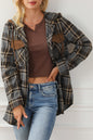 Plaid Contrasting Hood Pocketed Shacket