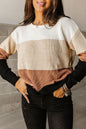 Colorblock Ribbed Trim Pullover Sweater