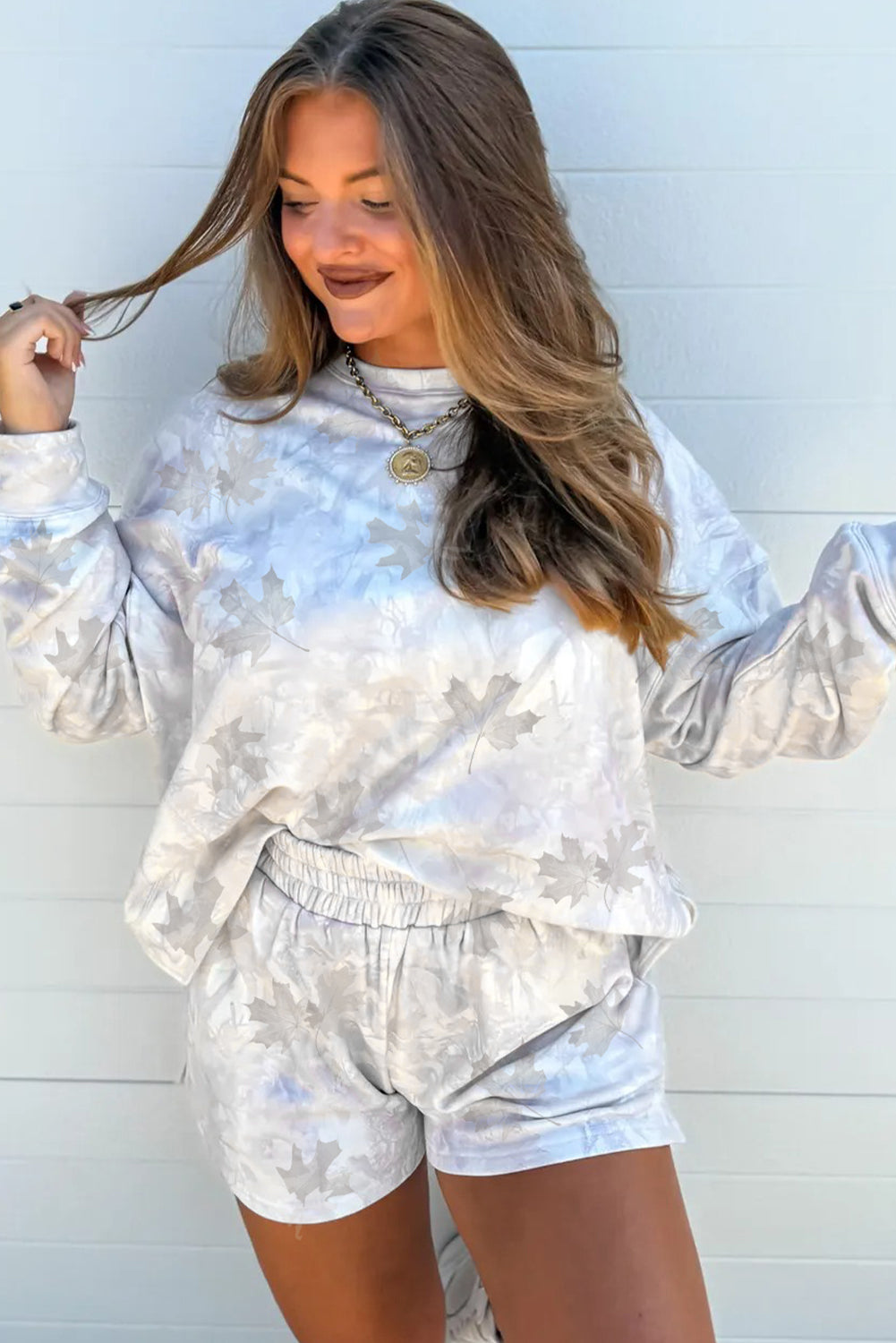 Camo Abstract Top and Elastic Waist Short Set