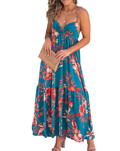 Floral Open Back Maxi Dress