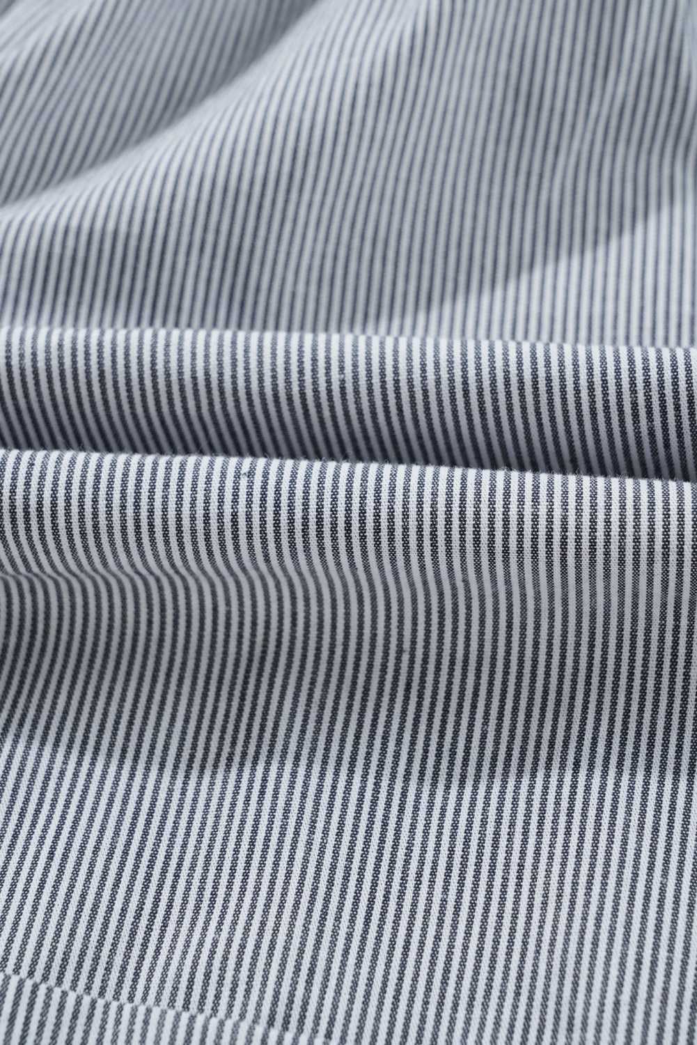 Stripe Chest Pockets Buttoned Collar Belted Romper