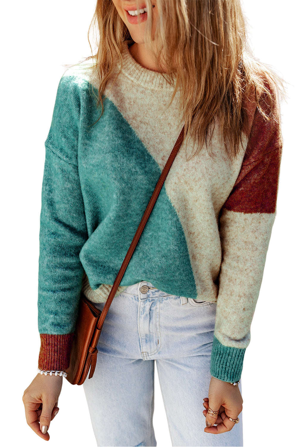 Colorblock Ribbed Trim Sweater