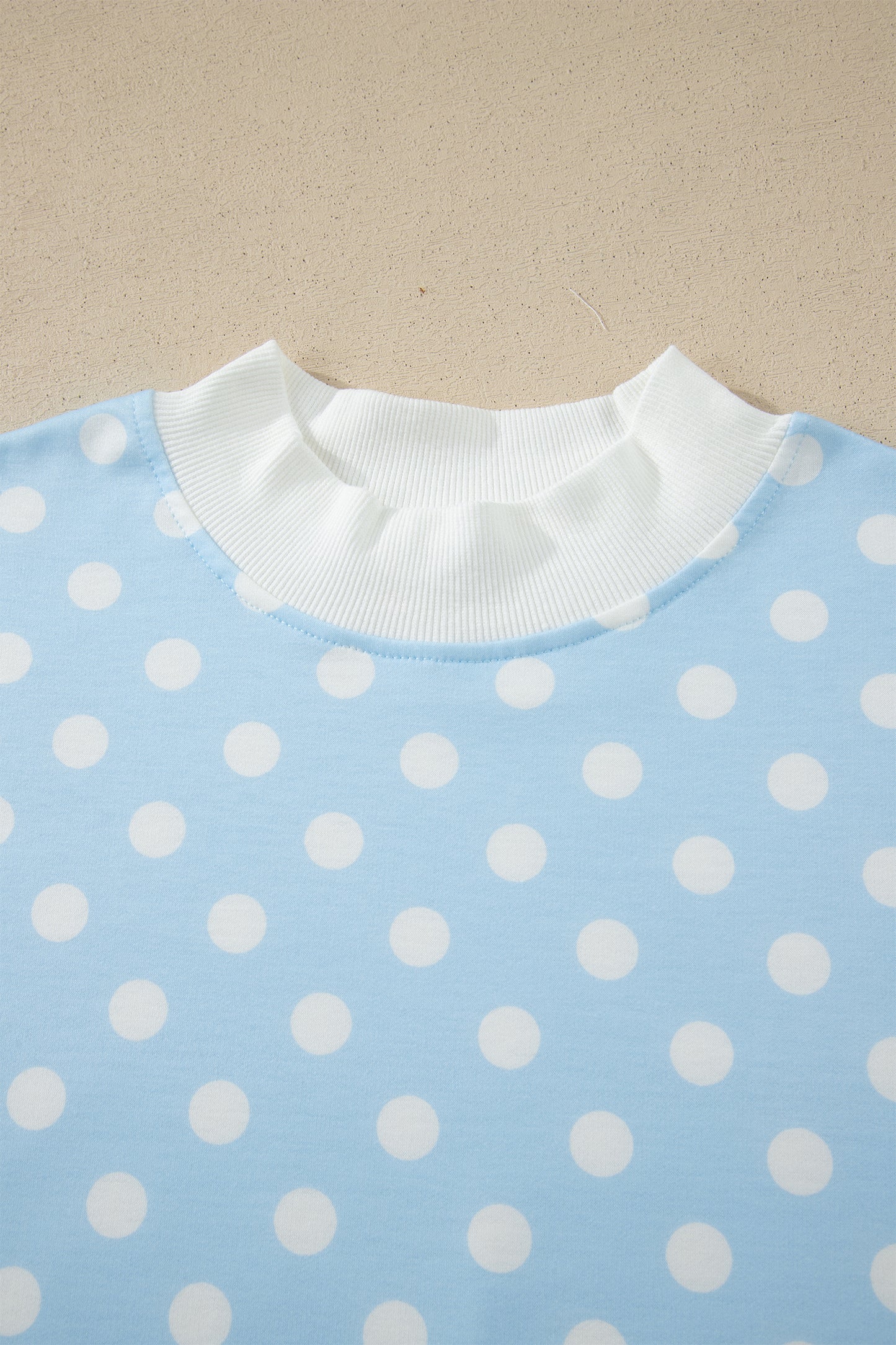 Polka Dot Colorblock Mock Neck & Shorts Set
