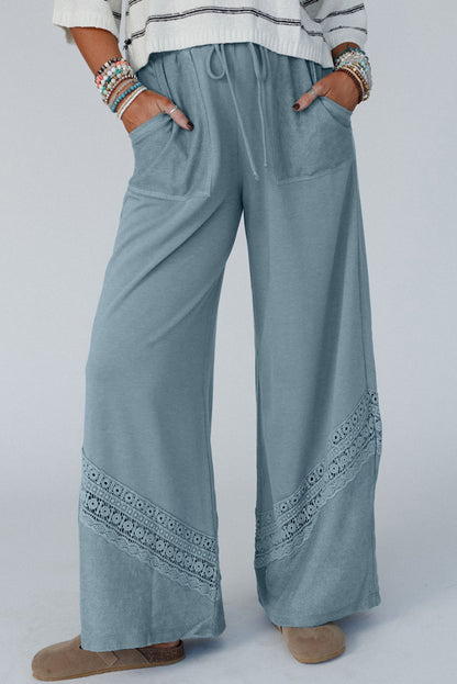 Lace Patchwork Wide Leg Pants