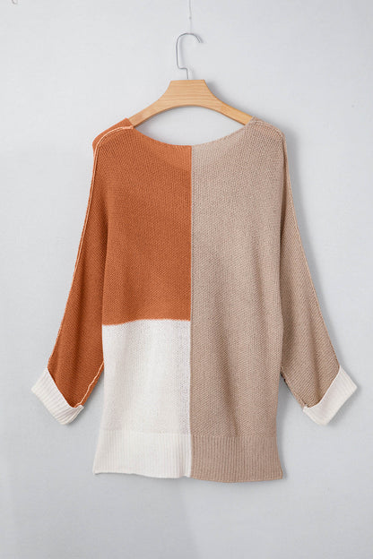 Colorblock Knit V-Neck Sweater