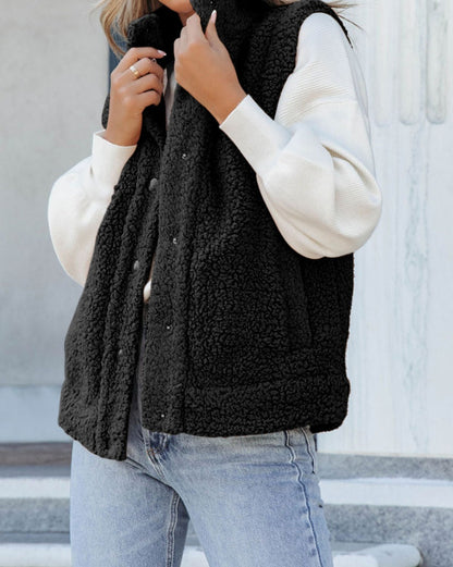 Sherpa Snap Button Vest Jacket