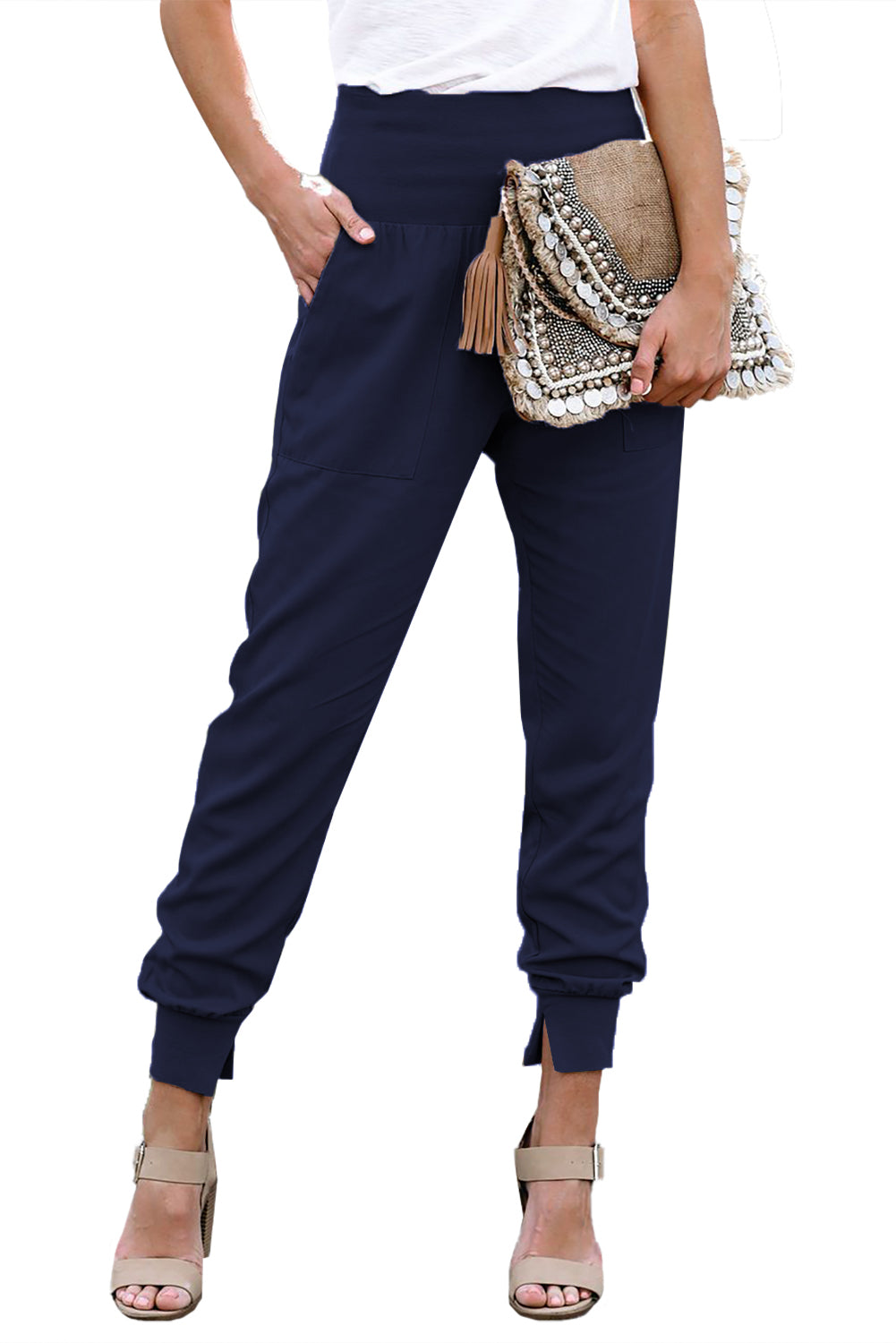 High Waist Pocketed Jogger Pants