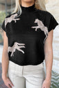 Cheetah Short Sleeve Turtleneck Sweater