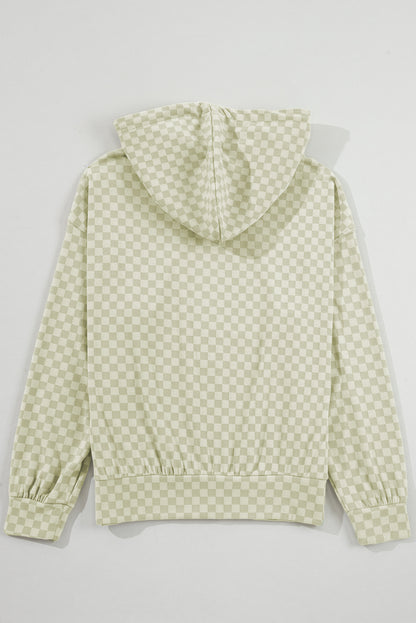 Checker Kangaroo Pocket Drawstring Hoodie