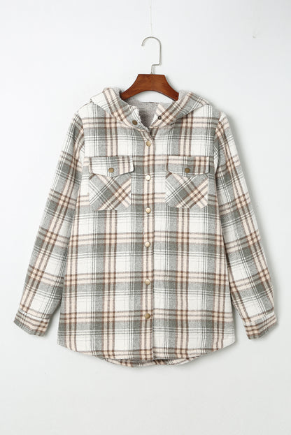 Plaid Sherpa Lined Hooded Shacket