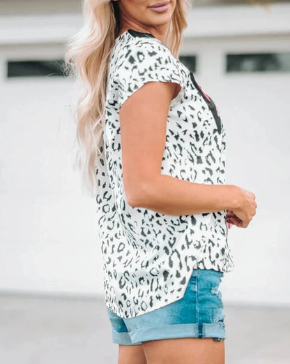 Floral Embroidered Leopard Top