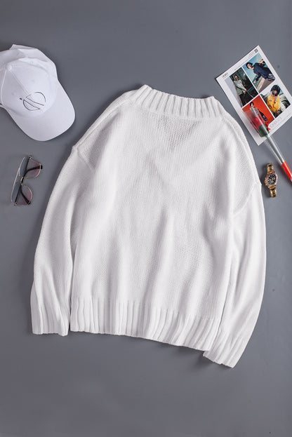 Drop Shoulder V-Neck Sweater