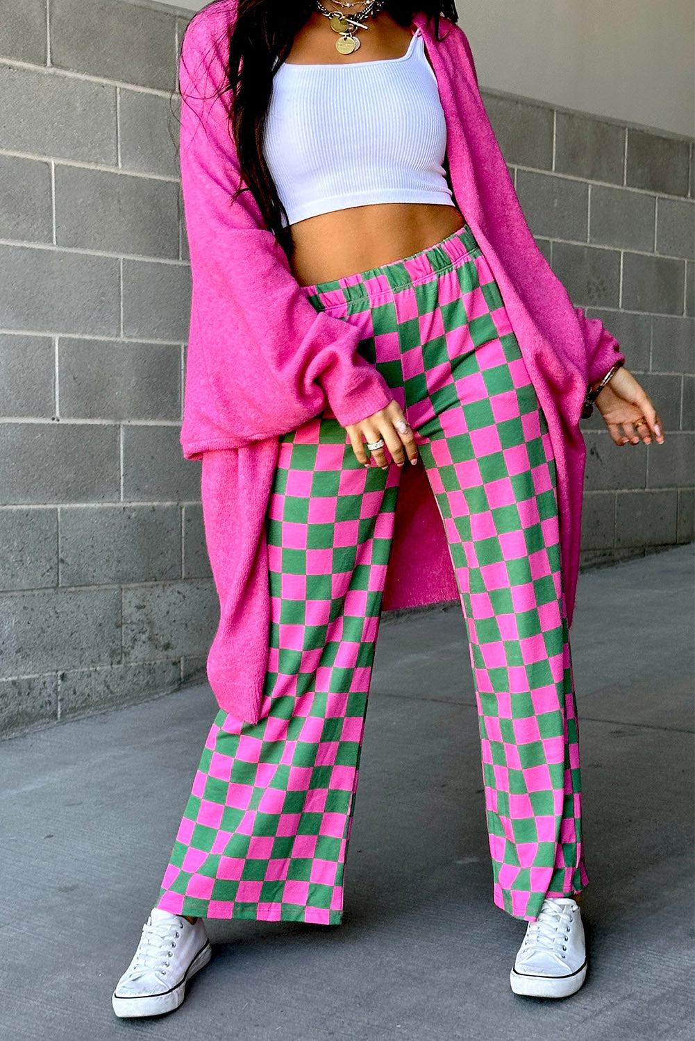 Checker High Waist Pants