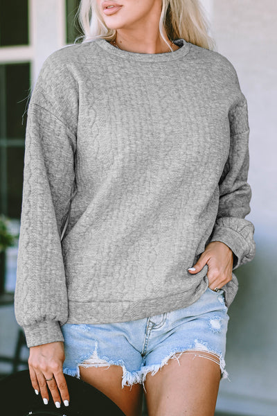 Sweatshirts for Women Women's Sweatshirts Drop Shoulder Split Hem  Sweatshirt Sweatshirts (Color : Gray, Size : Large)