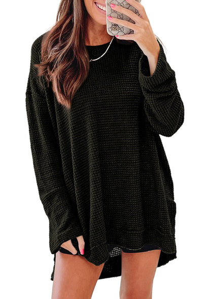 Waffle Oversized Long Sleeve Top