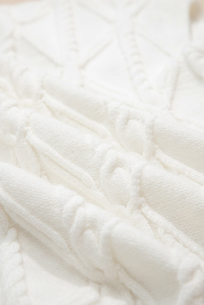 Pearl Textured Knit High Neck Sweater Top